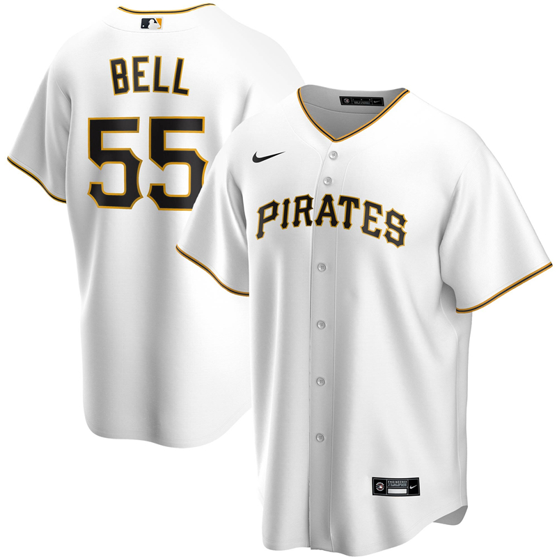 2020 MLB Men Pittsburgh Pirates 55Josh Bell Nike White Home 2020 Replica Player Jersey 1->pittsburgh pirates->MLB Jersey